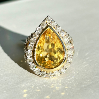 $6,590 Value, 14K Gold Diamond & Citrine Ring