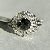 $6,235 Value, 18K Gold Black Diamond & Diamond Ring
