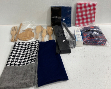 Wooden Spoon Set, Paper Towel Holders, Bed Skirt, Table Cloths, Water Filter and More