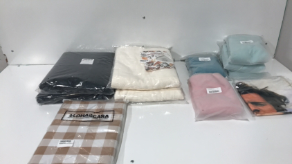 (2) Black Recliner Covers-(2) Rugs-(4) Pillow Covers-and More