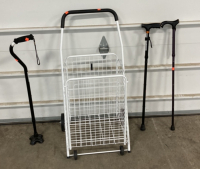 (1) Collapsible Cart (2) Single Point Canes (1) 4-Point Cane