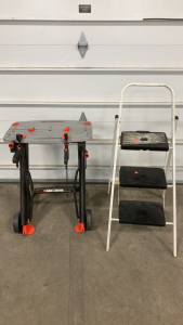 (1) Black & Decker Workmate 375 The Original Portable Project Center and Vise w/ 2 Vise Grips (1) Lightweight Step Ladder