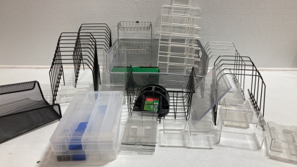 Various Metal and Plastic Office Organizers and Envelopes