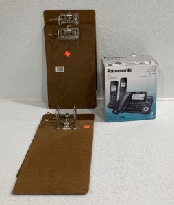 (4) Old Fashion Clipboards, Panasonic Home Phone Set With Two Cordless Phones Included