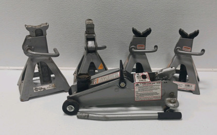 Floor Jack And (4) Jack Stands