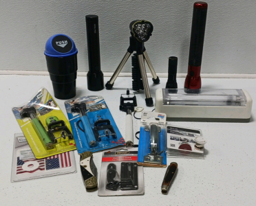 Flashlights, MonoPods, Pull Handle, Door Chain And Pocket Knives