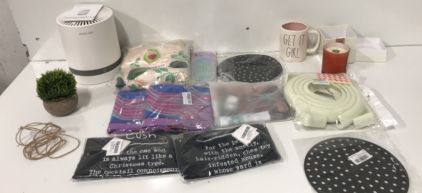 Air Purifier-Scented Candle-Get it Girl Mug-(2) Curtains- (2) Dish Towels and more