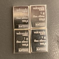 (4) 1 Gram .999 Fine Silver Bars - Verified Authentic