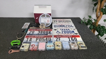 Assorted License Plates, Scent Bars, Cigar Cutters, and More