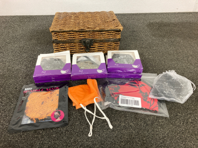 Wicker Box With Assortment Of Face Masks