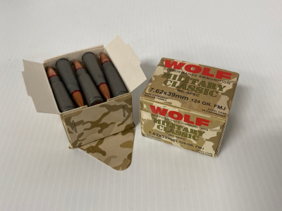 (40) Rnds Of Wolf Military Classic 7.62x 39 mm 124 Gr. Ammo