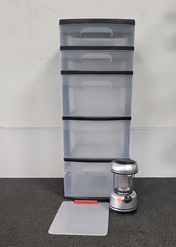 Battery Powered Lantern, Clip Board and 5 Drawer Storage