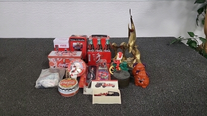 Assortment of Coca-Cola Collectors Tins, Ornaments and Other Decor