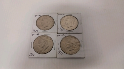 (1) 1971 and (3) 1972 Eisenhower Dollars