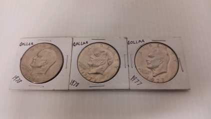 (2) 1978 and (1) 1977 Eisenhower Dollars