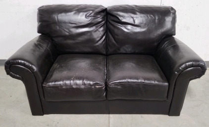 Dark Brown Leather Love Couch