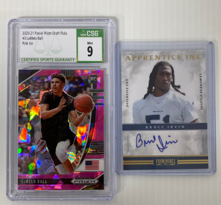 Graded LaMelo Ball Rookie Card and Signed Bruce Irvin Card