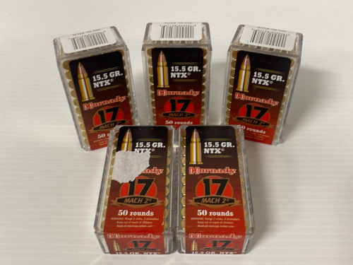 250 Rnds Of Hornady 17 Mach 2 15.5 Gr.