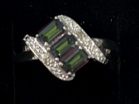 Mystic Topaz & Diamond Scroll Ring In Sterling Silver