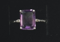 3CT Amethyst & Diamond Ring In Sterling Silver