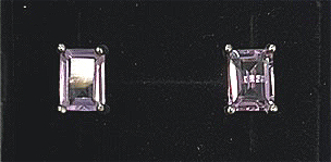 7x5MM Emerald Cut Amethyst 1.85CTW Stud Earrings In Sterling Silver