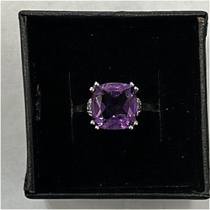 3.6CT Amethyst and Diamond Ring in Sterling Silver