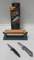 Smith's 6" Tri-Hone Sharpening System, Gerber Knife And Kershaw Knife