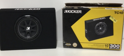 Kicker Comp 10” Powered Subwoofer With Enclosure, Amp is Built In. Plug and play 