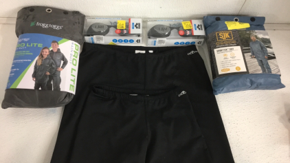 Rain Suits, Kids and Adult Sizes, Swimming Goggles, L and S Swimsuits