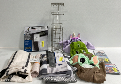 Digital Scale, Freestanding Toilet Paper Holder, Shower Curtains, Shower Mat, and Bath Rug Set, Yoda, Unicorn, Alligator Towels, (3) PC Games