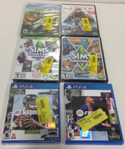 (1) FIFA 21 For PS4, (1) Madden 21 for PS4, (1) Anthem Game For PC, (1) Sims 3 starter Pack For PC, (1) The Sims 3 For Pc, (1) Professional Farmer Gold Edition For PC