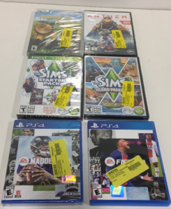 (1) FIFA 21 For PS4, (1) Madden 21 for PS4, (1) Anthem Game For PC, (1) Sims 3 starter Pack For PC, (1) The Sims 3 For Pc, (1) Professional Farmer Gold Edition For PC