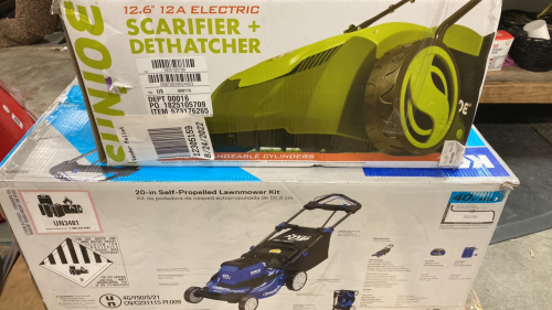 SunJoe Scarifier/Dethatcher, Kobalt Brushless Mower