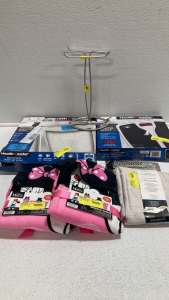 (2) Digital Scales, Towel Holder, (2) Minnie Mouse Towels, Shower Curtain and Rings