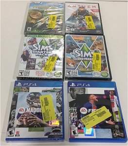 (1) FIFA 21 For PS4 (1) Madden 21 for PS4 (1) Anthem Game For PC (1) Sims 3 starter Pack For PC (1) The Sims 3 For Pc (1) Professional Farmer Gold Edition For PC