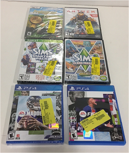 (1) FIFA 21 For PS4 (1) Madden 21 for PS4 (1) Anthem Game For PC (1) Sims 3 starter Pack For PC (1) The Sims 3 For Pc (1) Professional Farmer Gold Edition For PC