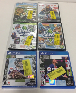 (1) FIFA 21 For PS4 (1) Madden 21 for PS4 (1) Anthem Game For PC (1) Sims 3 starter Pack For PC (1) The Sims 3 For Pc (1) Professional Farmer Gold Edition For PC