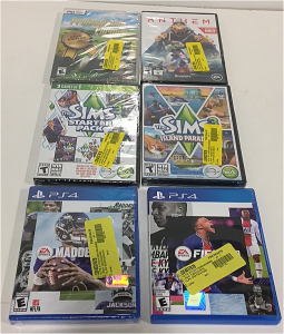 (1) FIFA 21 For PS4 (1) Madden 21 for PS4 (1) Anthem Game For PC (1) Sims 3 starter Pack For PC (1) The Sims 3 For Pc (1) Professional Farmer Gold Edition For PC