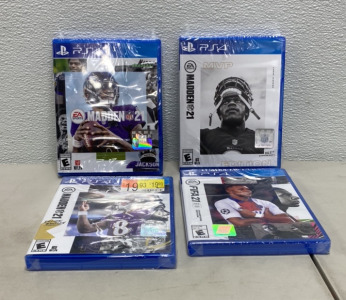 (1) PS4 Madden 21, (1) (1) FIFA21, (1) Madden 21 Deluxe Edition, (1) Madden 21 MVP