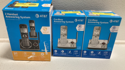 AT&T 2 Handset Answering System, (2) AT&T Single Answering Systems