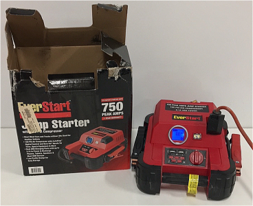 Everstart 750 Peak Amps Jump Starter With 120 PSI Air Compressor And 2.1A USB Power