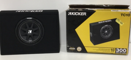Kicker Comp 10” Powered Subwoofer With Enclosure. 300 Watt Amp Included