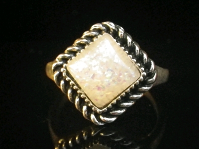 Fire Opal Antiqued Ring Size 5.5