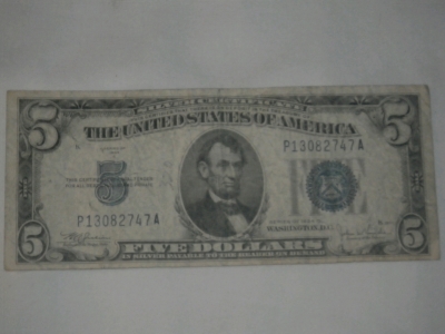 1934c 5 Dollar Blue Seal Certificate