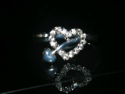 Heart Promise Ring Silver Tone Size 6.5