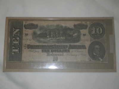 1864 Confederate 10 Dollar Note