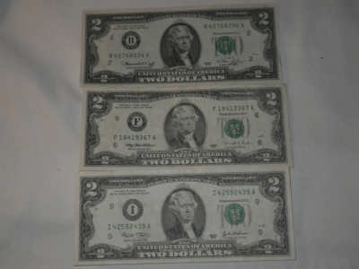 3 Green Seal Notes, 1976, 1995, and 2003