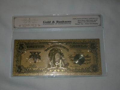 Collectible Gold Bank Note - Authenticity Unverified - Please Inspect