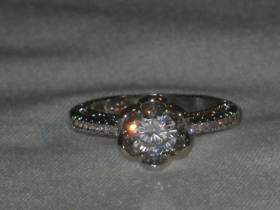 Silver Toned Engagement Ring 1 ct. Center Stone Size 8