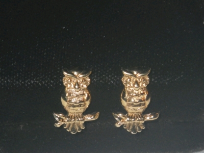 Pair of Gold Tone Owl Earrings - Vintage